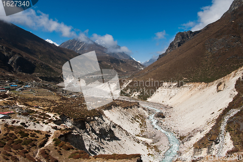 Image of Himalaya Landscape: highland village and peaks