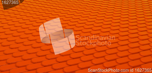 Image of Orange Leather stitched background with scales texture