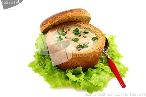 Image of Potato soup with mushrooms.
