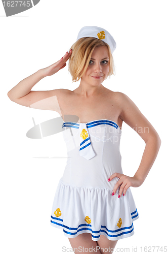 Image of Young beautiful sailor woman