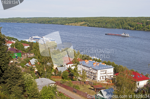 Image of View on the Volga River. Ples, Russia