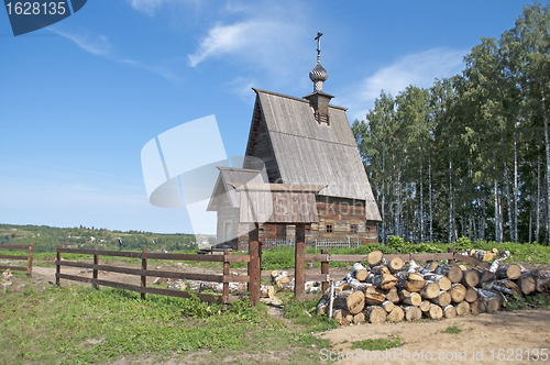 Image of Wooden church on the Levitan's Mount. Ples, Russia