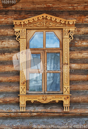 Image of Carved wooden window