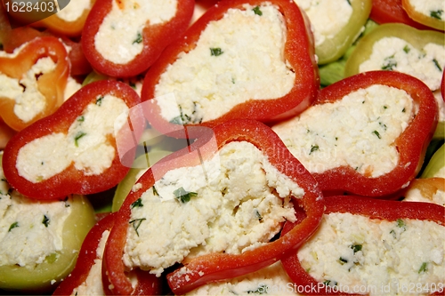 Image of cheese paste inside bell pepper