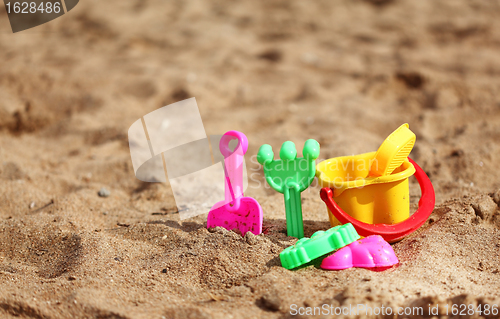 Image of Plastic toys for the kids on the beach