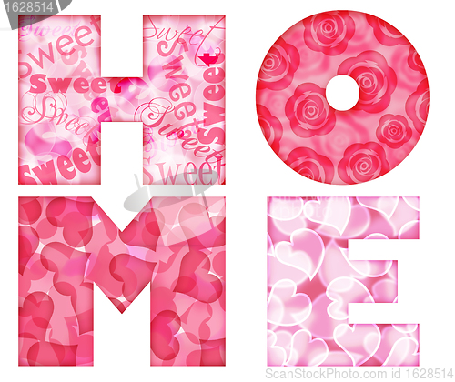 Image of Home Alphabet Letters with Floral and Hearts