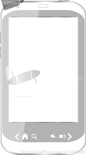 Image of Beautiful white smartphone on white background. Iphone