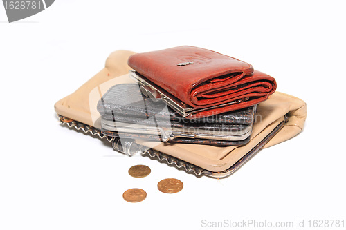 Image of old purses on white background