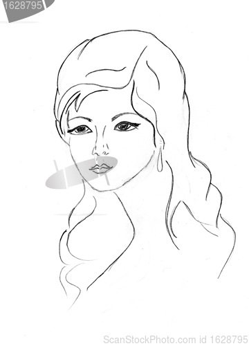 Image of portrait of the woman on white background