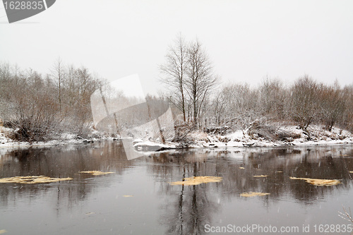 Image of spring ice on small river 