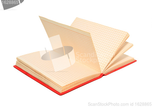 Image of red note pad on white background