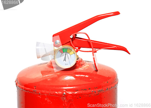 Image of red extinguisher on white background