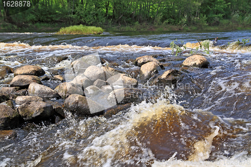 Image of greater stone on mountain river 