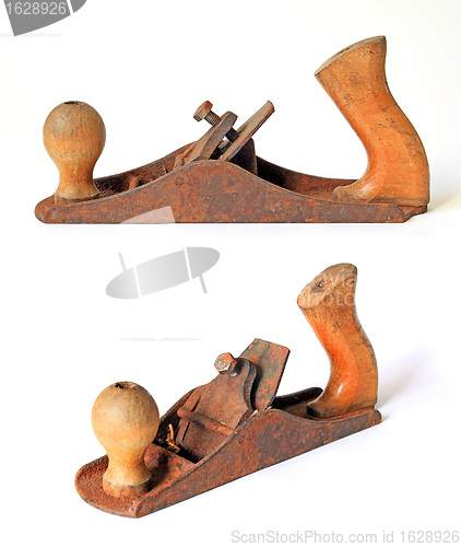 Image of  rusty jointer on white background