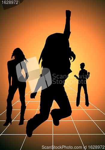 Image of dancing girls on gray background