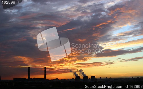 Image of sunset over city