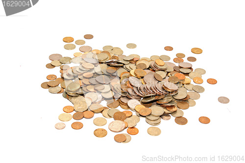 Image of coins on white background