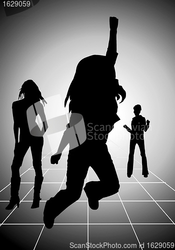 Image of dancing girls on gray background