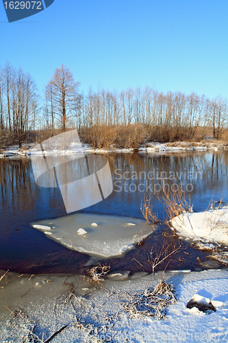 Image of spring ice on small river 