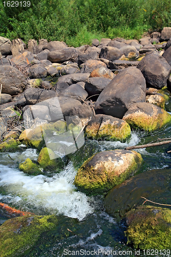 Image of quick river flow amongst stone