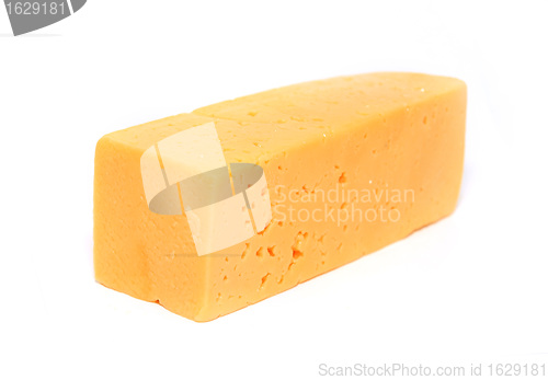 Image of yellow cheese on white background