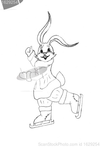 Image of drawing of the rabbit on skates