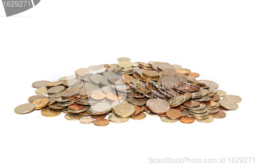Image of coins on white background