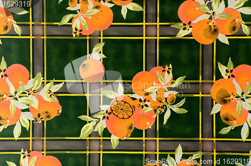 Image of Fruit drawing on the table curtains.  