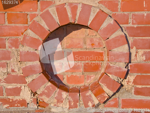 Image of Brick wall round circle details backdrop. 