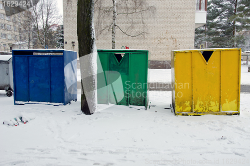 Image of waste sorting in multistore residential houses bin 