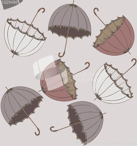 Image of Illustration of vintage umbrella. Seamless background fashionable modern wallpaper or textile.