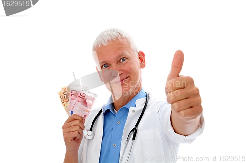 Image of Doctor with money and thump up