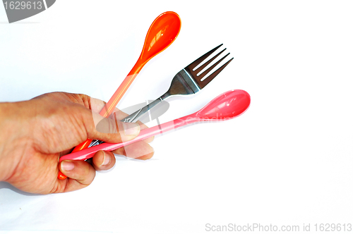 Image of Spoons and fork in hand