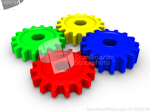 Image of Four colored cogwheels