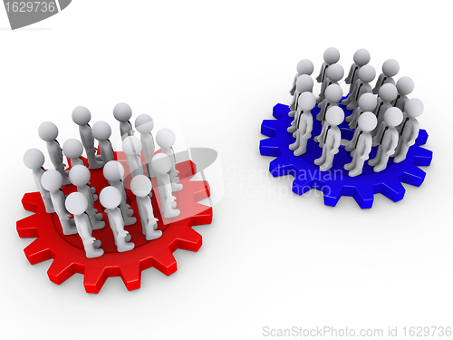 Image of Two opposing teams on cogwheels