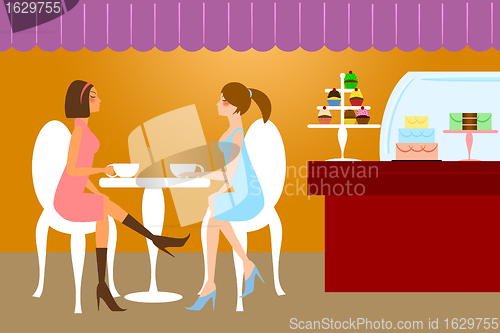 Image of Two Woman Friends Having Coffee