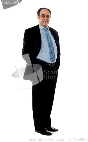 Image of Full pose of a smiling senior company director