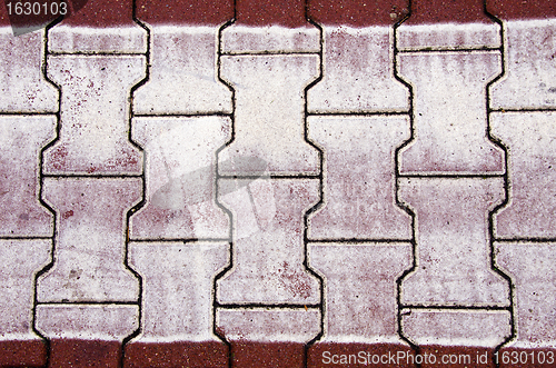 Image of background of street brick road pedestrian cross 