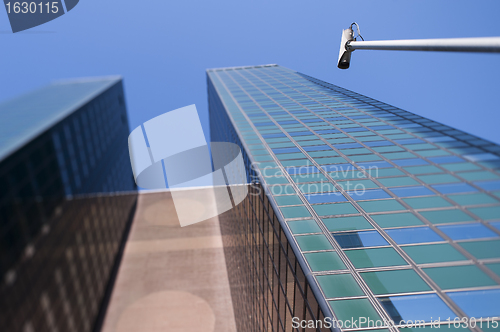 Image of Security camera outside office building