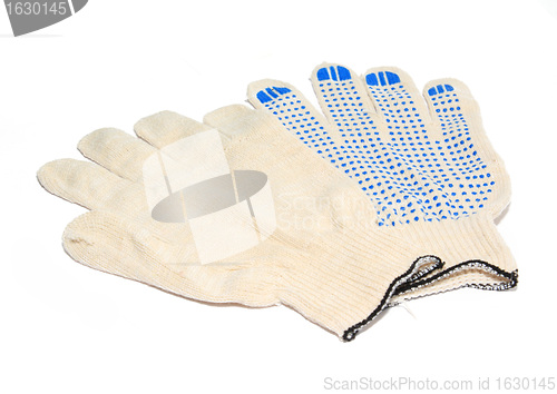 Image of gray worker of the glove on white background