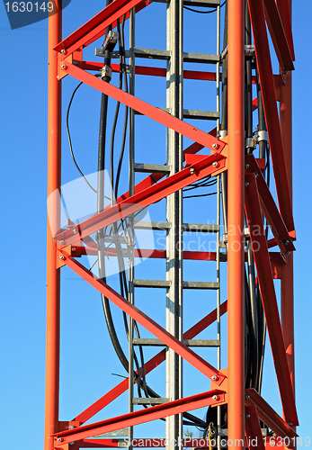 Image of red antenna on blue background