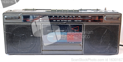 Image of old cassette tape-recorder on white background