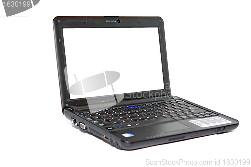 Image of modern netbook on white background