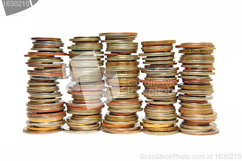 Image of coins on white background