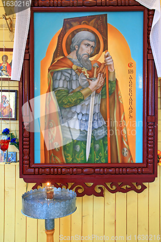 Image of icon on wall in rural church