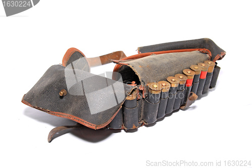 Image of old cartridge belt on white background