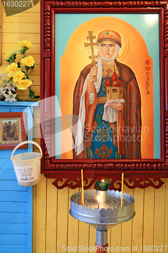 Image of icon in rural russian orthodox church