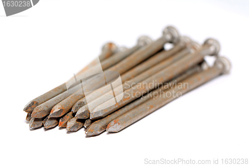 Image of old nail on white background