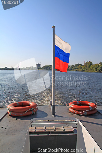 Image of flag on motor ship