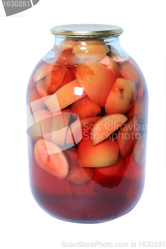 Image of canned apple on white background